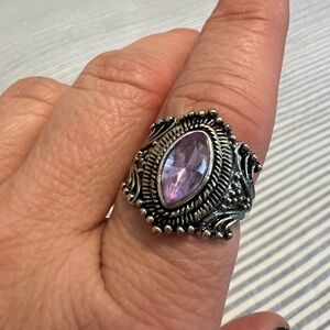 Elegant Silver and Purple Gemstone Ring